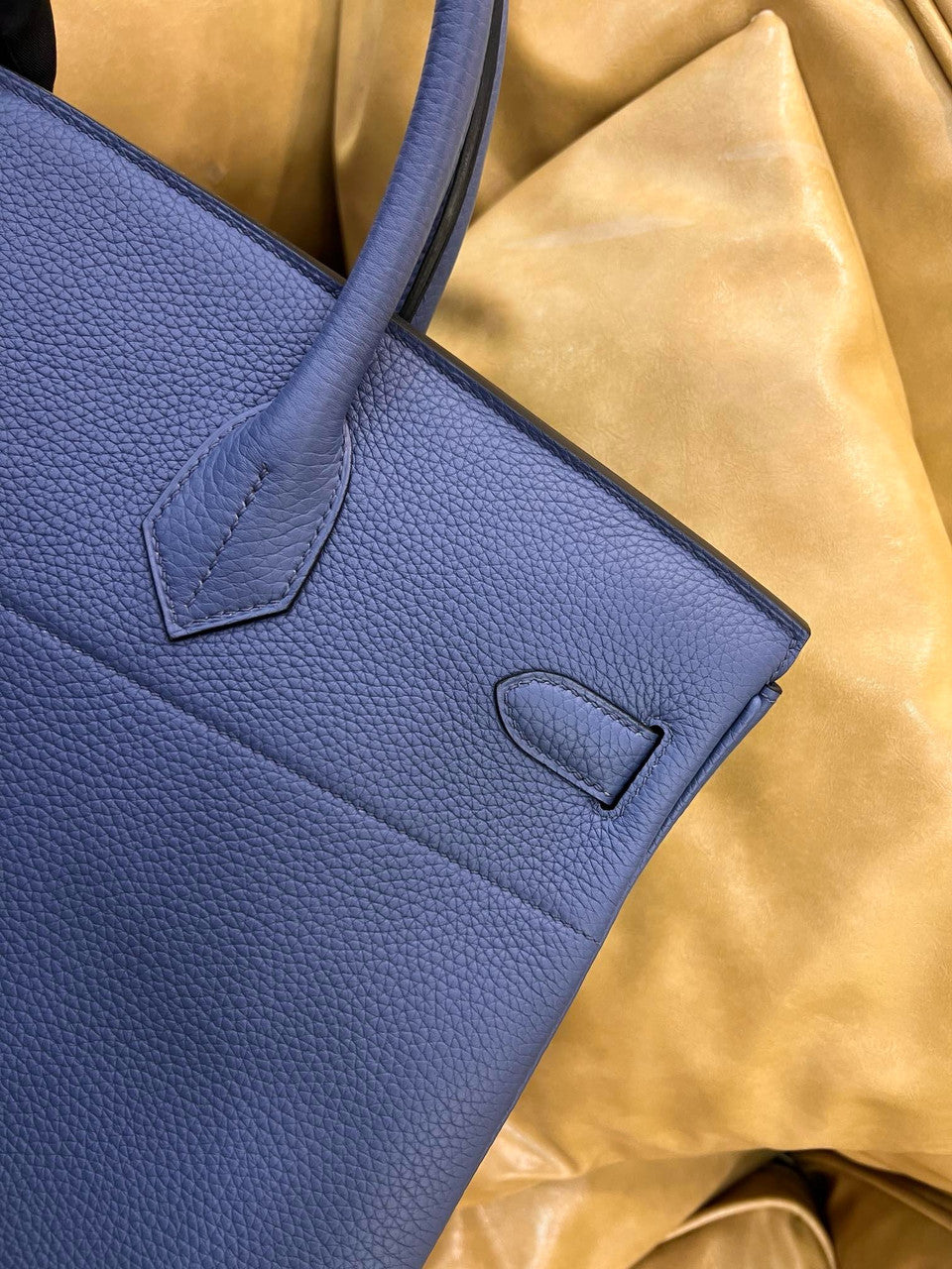 Hermes Bleu Agate Haut A Courroies Bag Clemence 40cm Palladium Hardware
