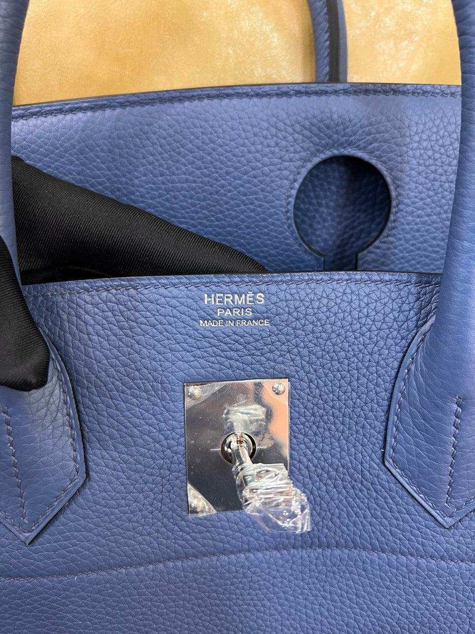 Hermes Bleu Agate Haut A Courroies Bag Clemence 40cm Palladium Hardware