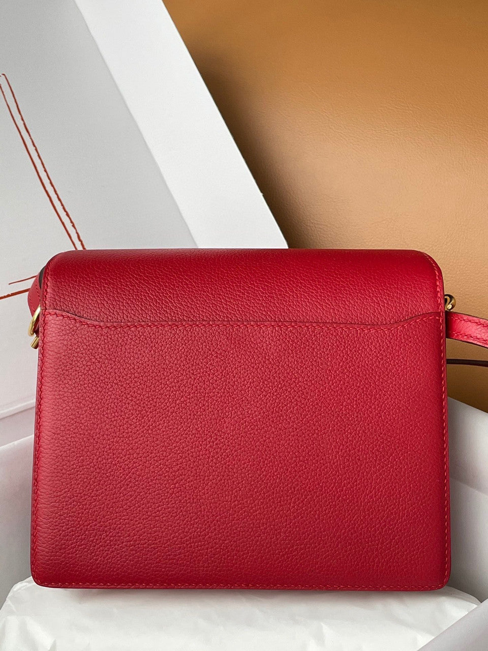 Hermes Red Togo Gold Hardware Roulis 23 Handbag