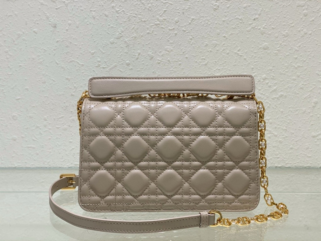 Christian Dior Small Dior Jolie Top Handle Bag  Beige  Cannage Calfskin