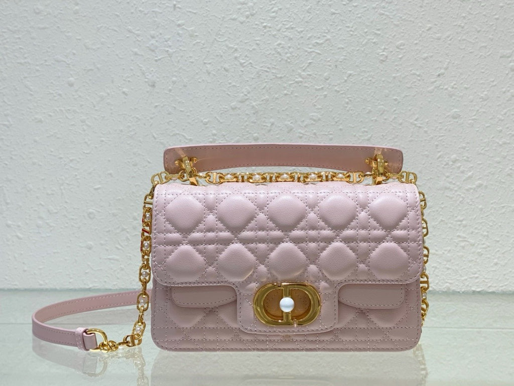 Christian Dior Mini Dior Jolie Top Handle Bag  Powder Pink Cannage Calfskin