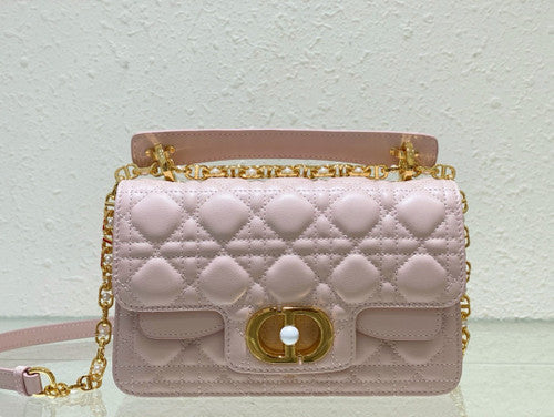 Christian Dior Small Dior Jolie Top Handle Bag  Pink  Cannage Calfskin