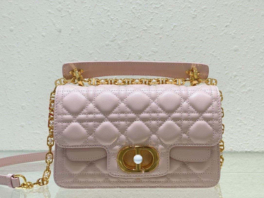Christian Dior Mini Dior Jolie Top Handle Bag  Powder Pink Cannage Calfskin