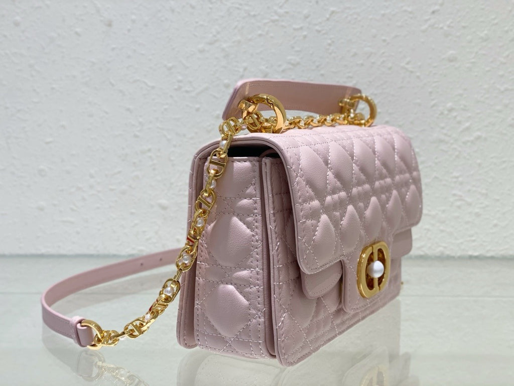 Christian Dior Mini Dior Jolie Top Handle Bag  Powder Pink Cannage Calfskin