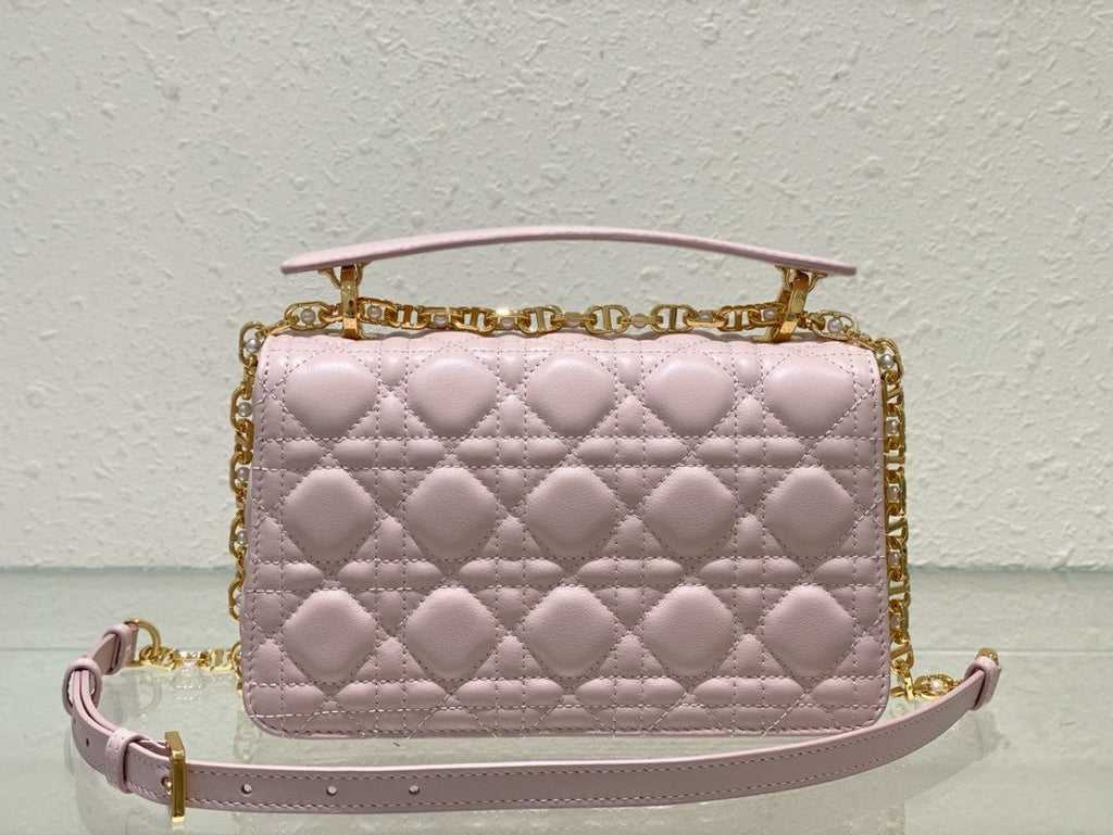 Christian Dior Mini Dior Jolie Top Handle Bag  Powder Pink Cannage Calfskin