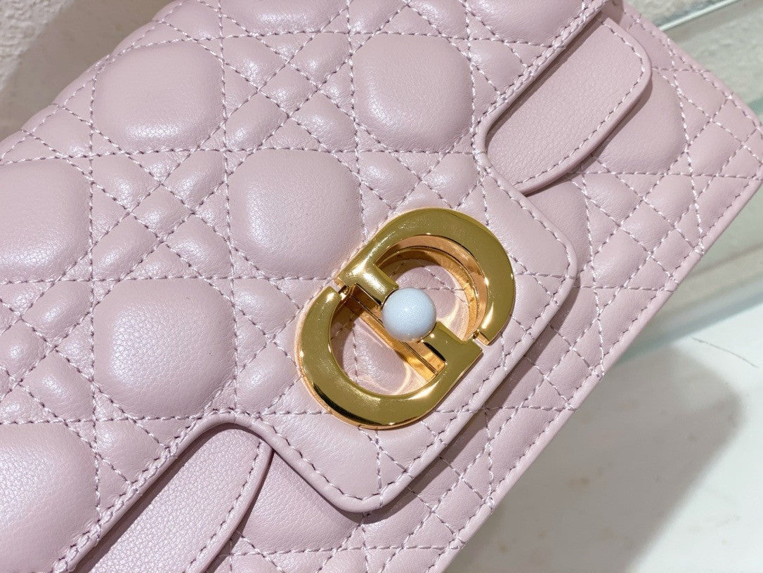 Christian Dior Mini Dior Jolie Top Handle Bag  Powder Pink Cannage Calfskin