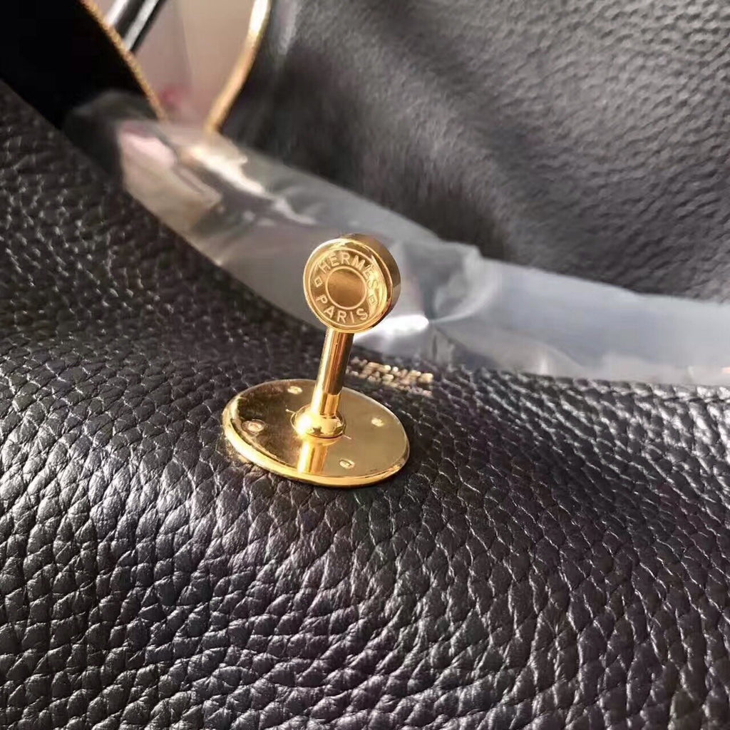 Hermes Black Lindy 26 Togo Gold HW