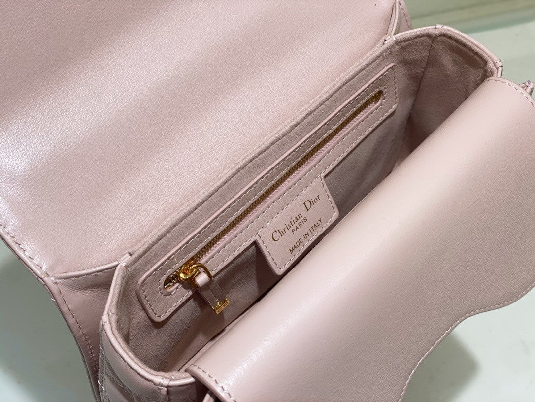 Christian Dior Mini Dior Jolie Top Handle Bag  Powder Pink Cannage Calfskin