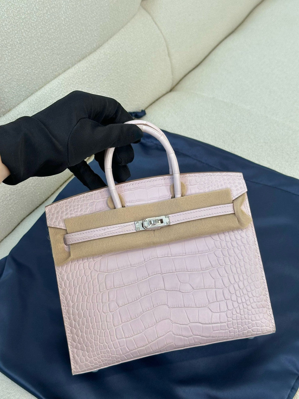 Hermès Birkin 20 Mauve Pale  Alligator Palladium Hardware