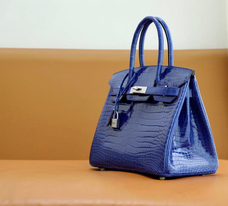 Hermes Matte Blue Electric Prosperous  crocodile  Birkin bag with 18-karat white gold and diamond