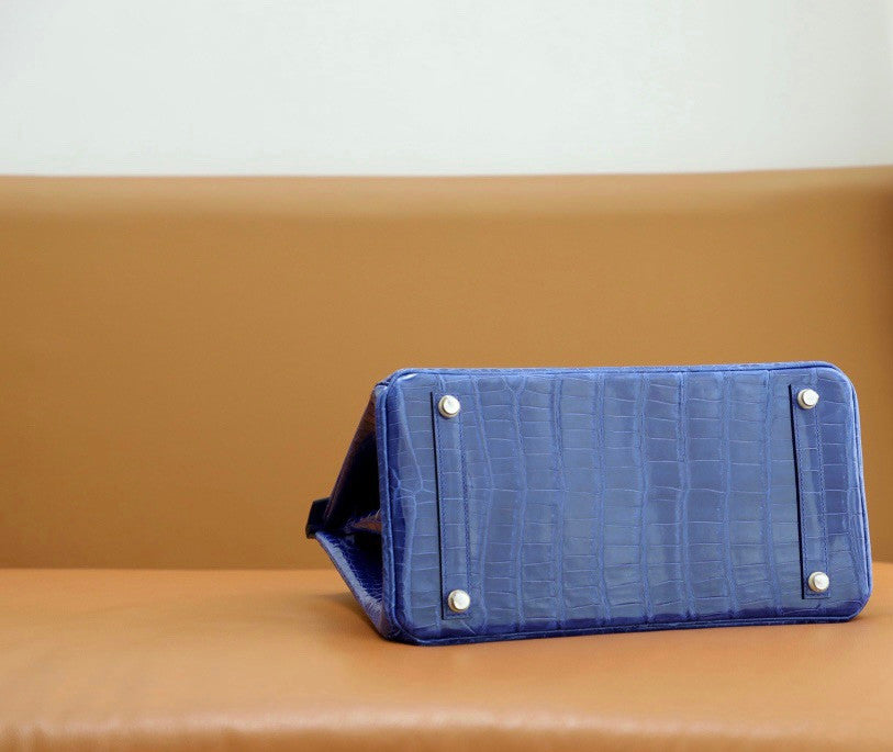 Hermes Matte Blue Electric Prosperous  crocodile  Birkin bag with 18-karat white gold and diamond