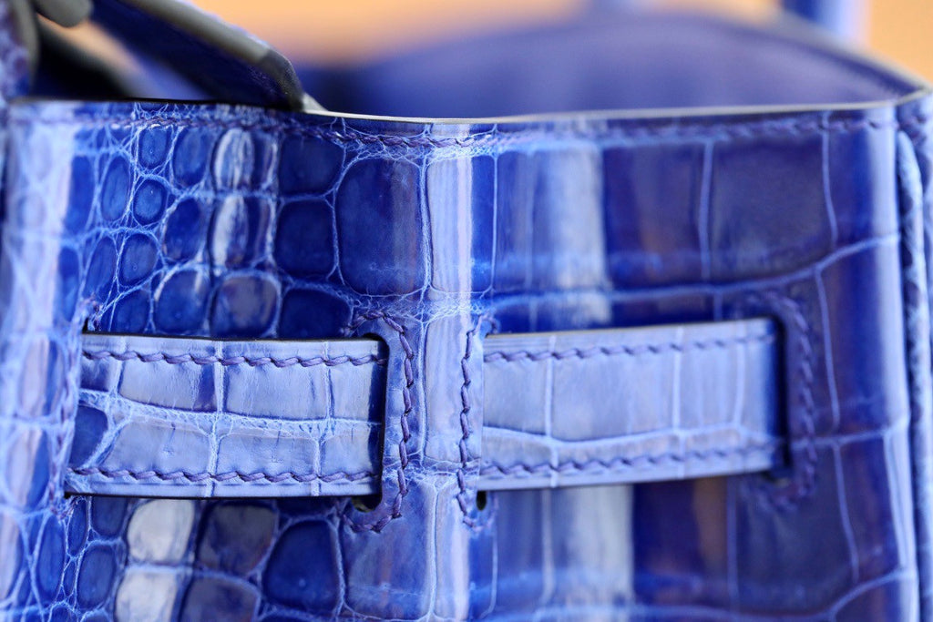Hermes Matte Blue Electric Prosperous  crocodile  Birkin bag with 18-karat white gold and diamond