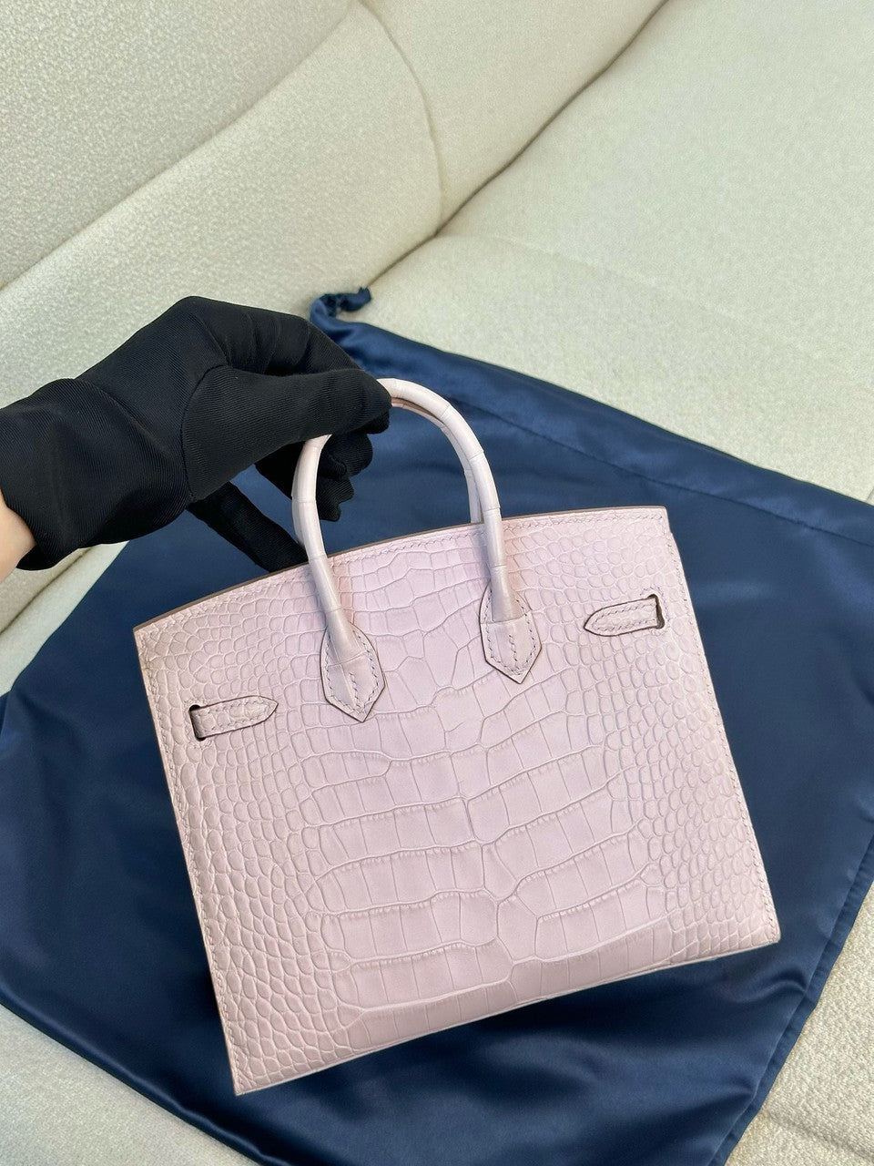 Hermès Birkin 20 Mauve Pale  Alligator Palladium Hardware