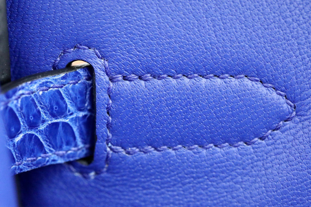 Hermes Matte Blue Electric Prosperous  crocodile  Birkin bag with 18-karat white gold and diamond