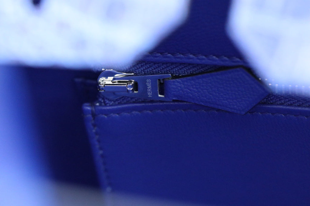 Hermes Matte Blue Electric Prosperous  crocodile  Birkin bag with 18-karat white gold and diamond