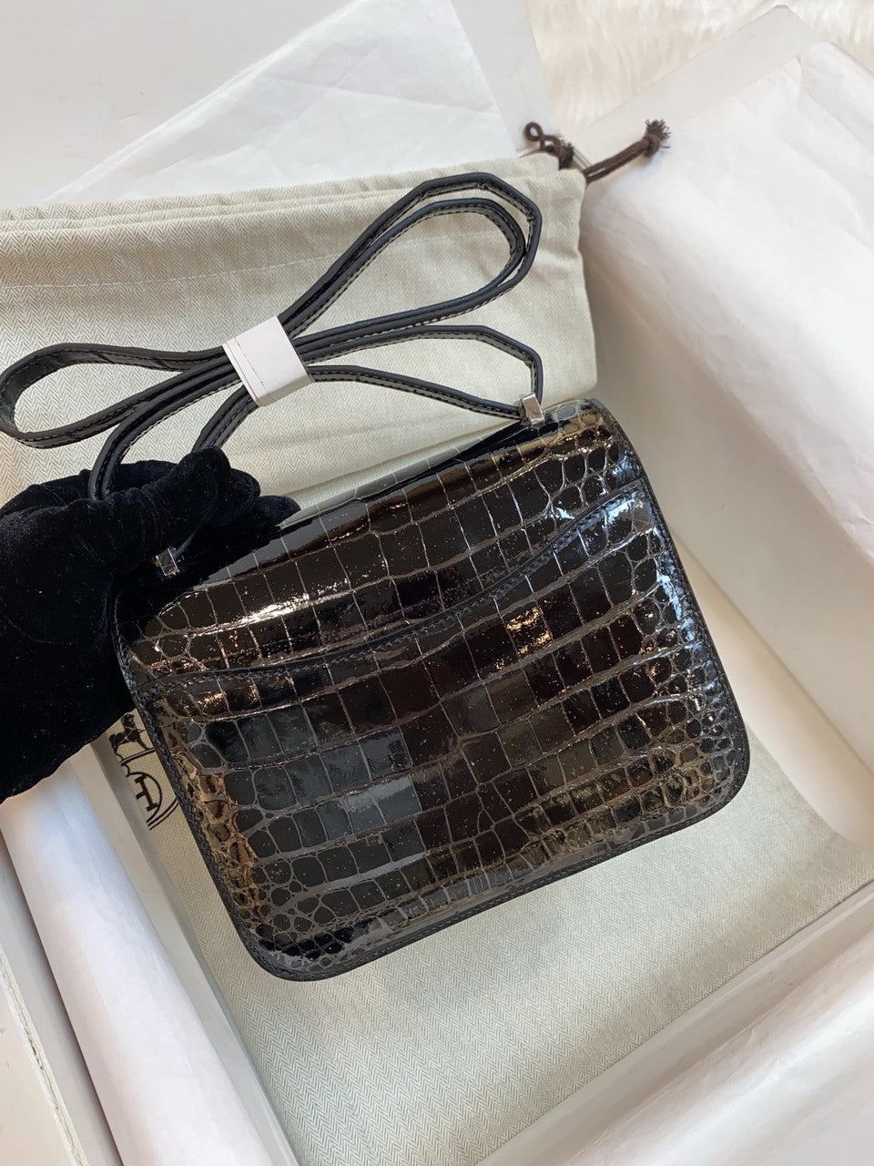 Hermes Black Crocodile Constance Mini 18/19 Handbag