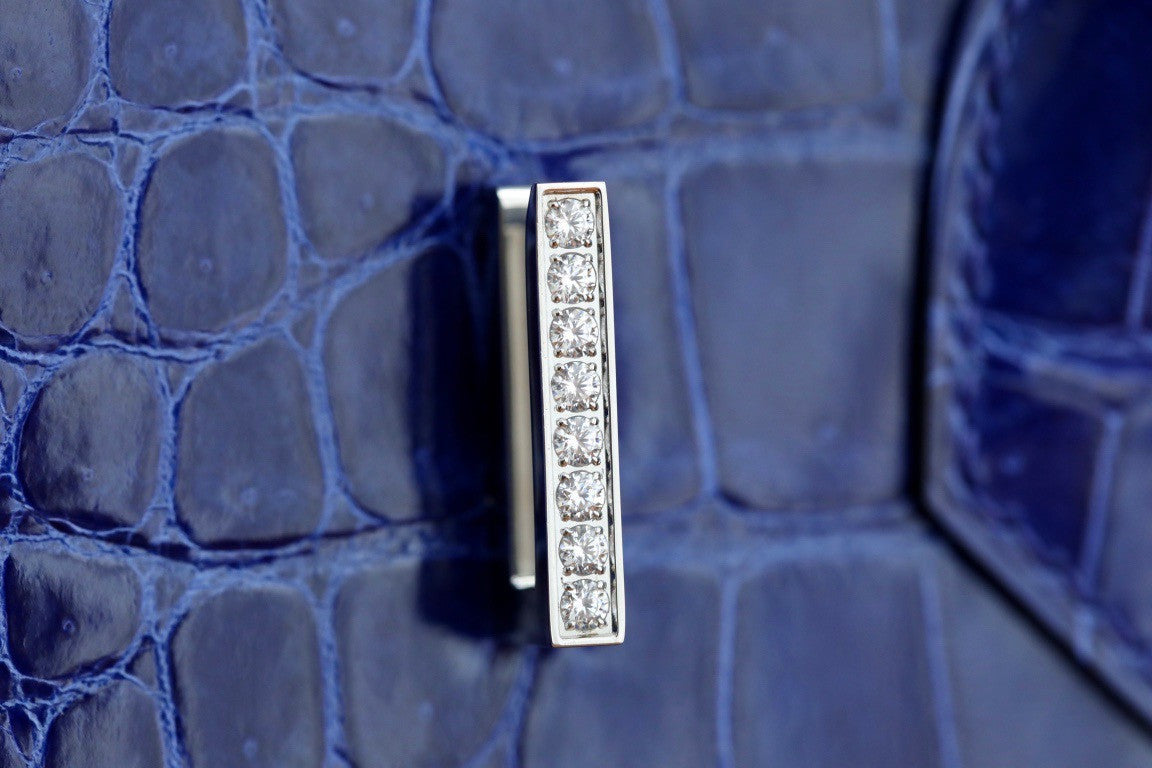 Hermes Matte Blue Electric Prosperous  crocodile  Birkin bag with 18-karat white gold and diamond