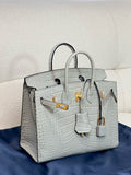 Hermès Birkin 20 Gris Neve Alligator Gold Hardware