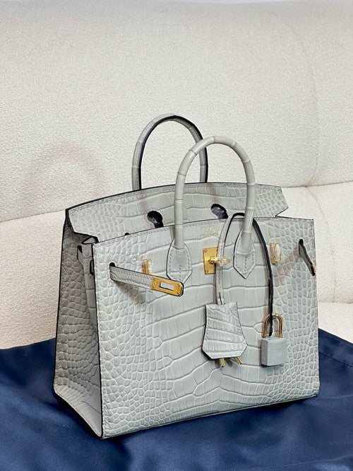 Hermès Birkin 20 Gris Neve Alligator Gold Hardware