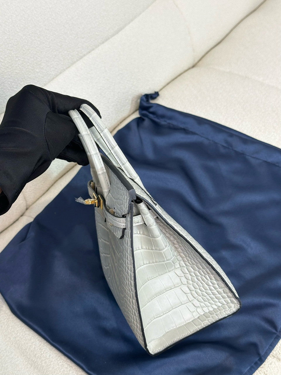 Hermès Birkin 20 Gris Neve Alligator Gold Hardware