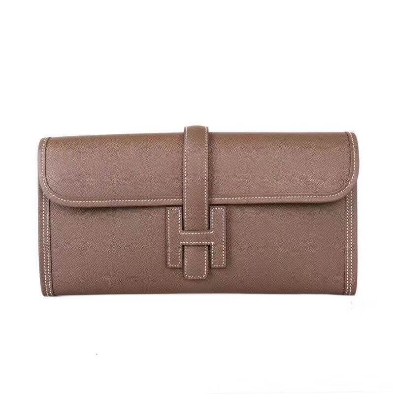 Hermes Etoupe Jige Elan clutch