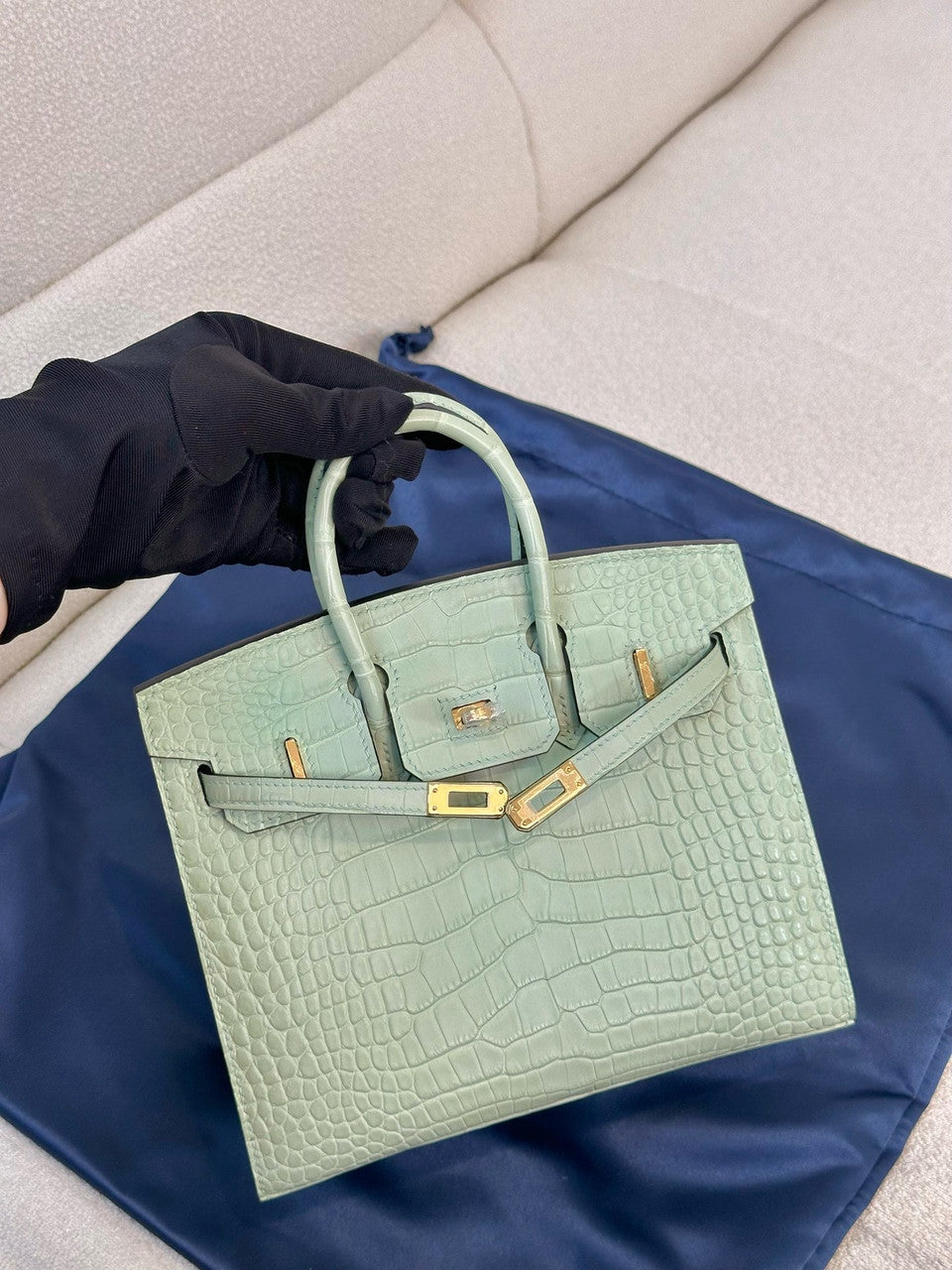 Hermès Birkin 20 Mint Alligator Gold Hardware