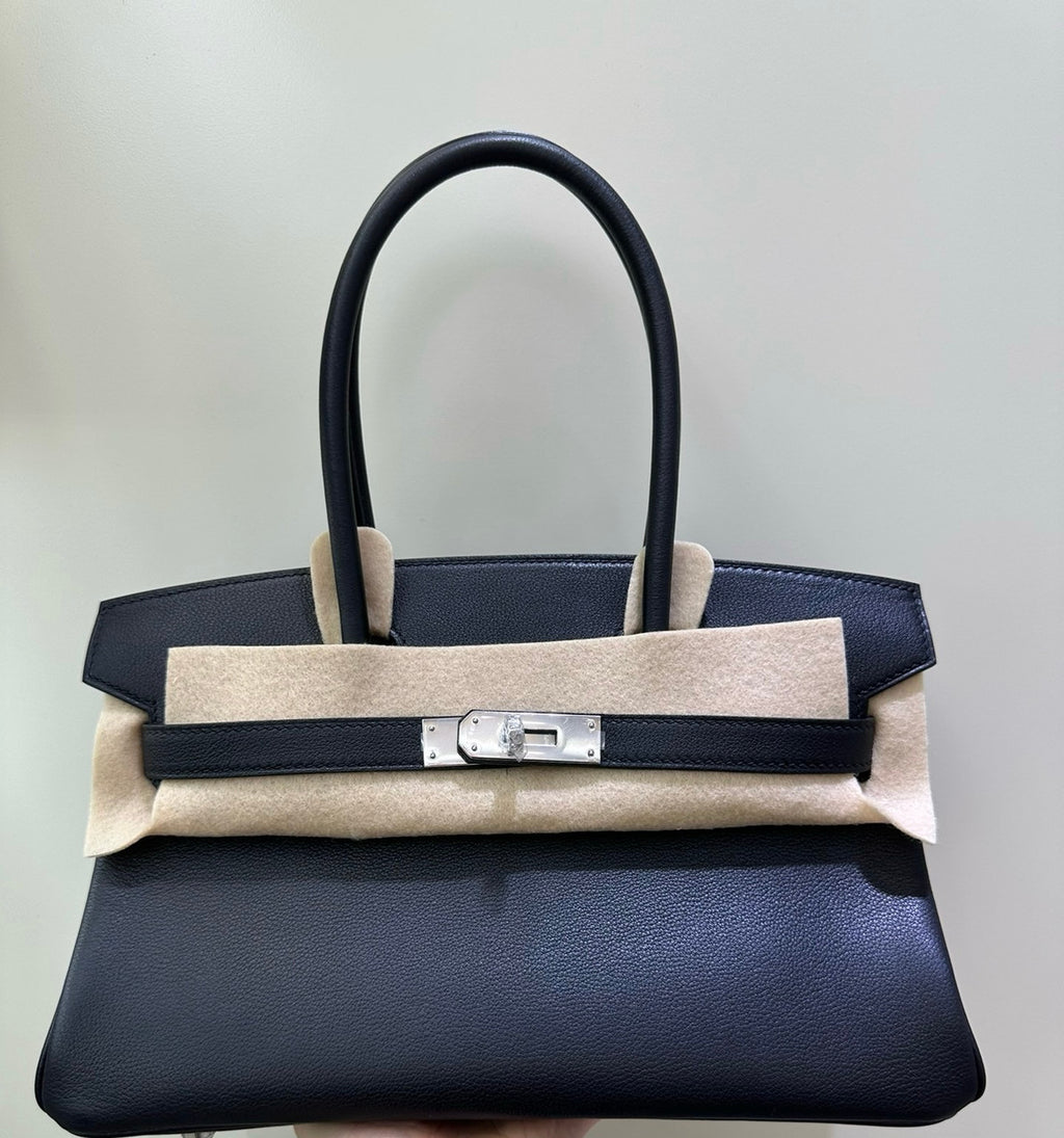 Hermes new Mini Shoulder Birkin 29 Black Swift with Palladium Hardware