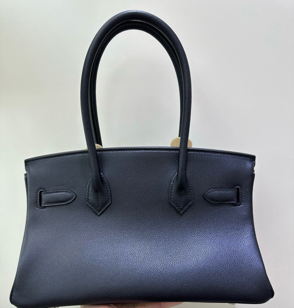Hermes new Mini Shoulder Birkin 29 Black Swift with Palladium Hardware