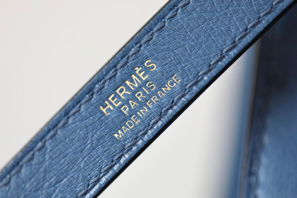 Hermes Blue de Presse Kelly Bag 28cm KK Ostrich Leather Gold Hardware