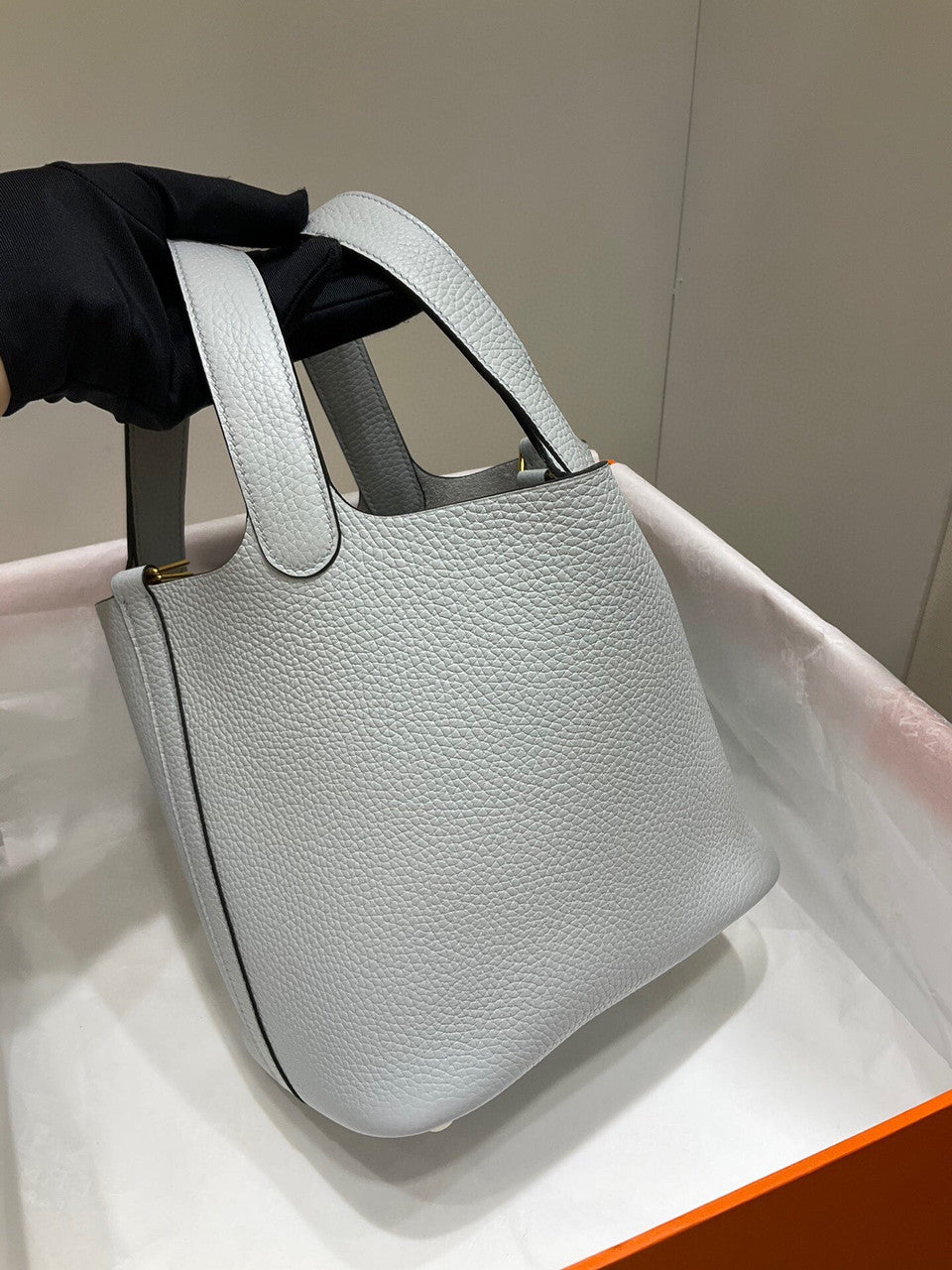 Hermes Bleu Pale Picotin Lock 18 Togo Leather Bag