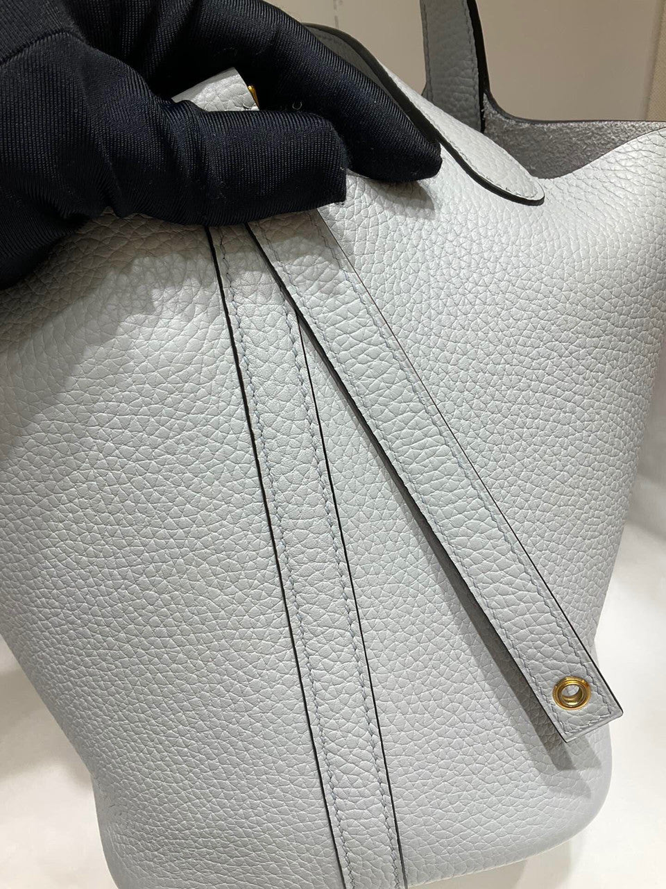 Hermes Bleu Pale Picotin Lock 18 Togo Leather Bag