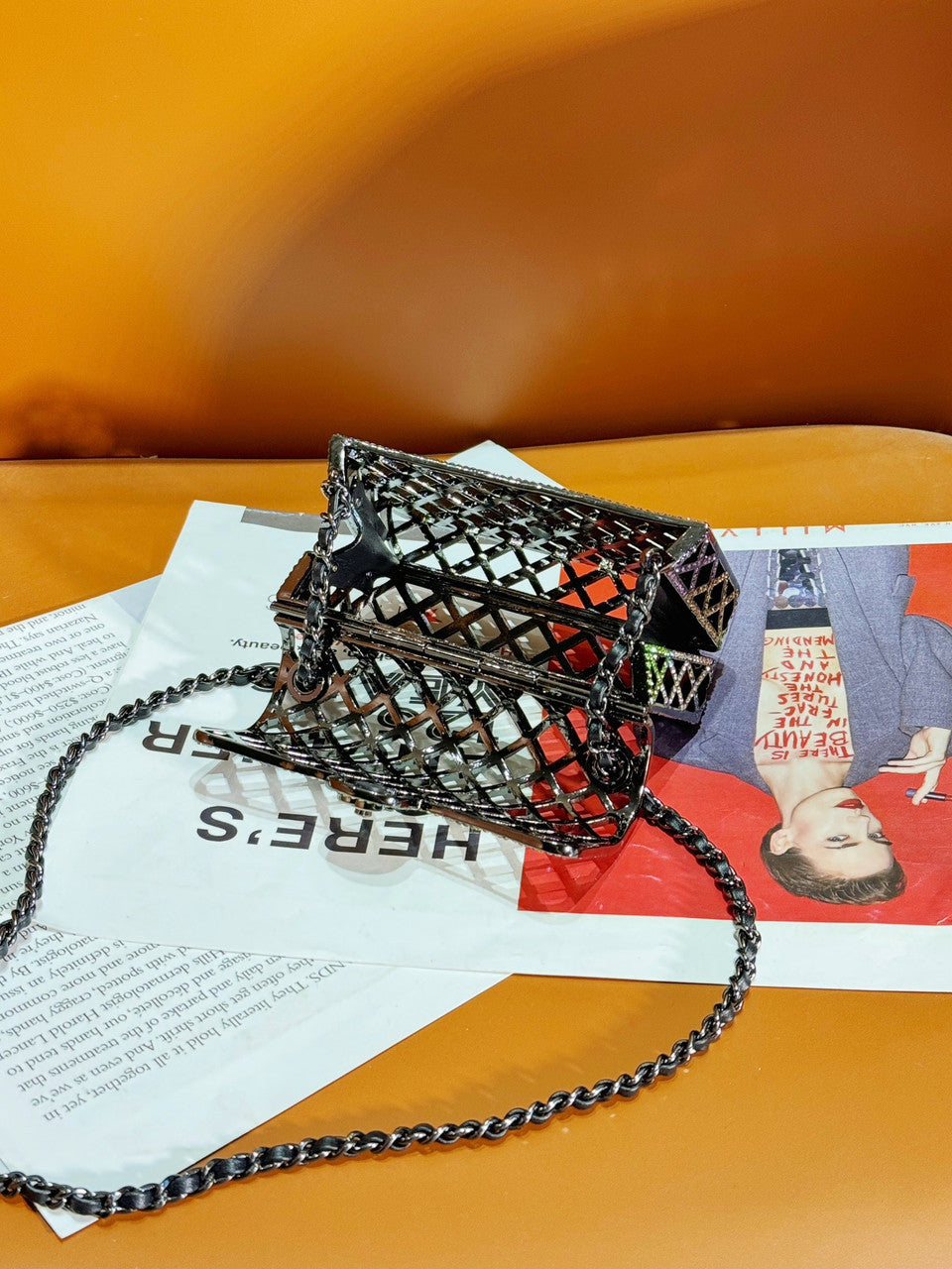 Chanel Pink Strass & Black Metal MINI EVENING BAG