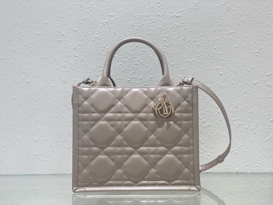 Chrisian Dior Small Dior Book Tote  Beige Macrocannage Calfskin (26.5 x 21 x 14 cm)