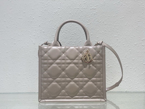 Chrisian Dior Small Dior Book Tote  Beige Macrocannage Calfskin (26.5 x 21 x 14 cm)