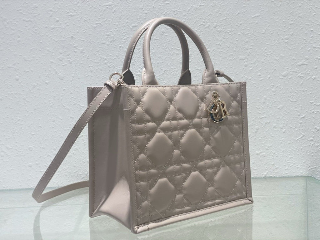 Chrisian Dior Small Dior Book Tote  Beige Macrocannage Calfskin (26.5 x 21 x 14 cm)