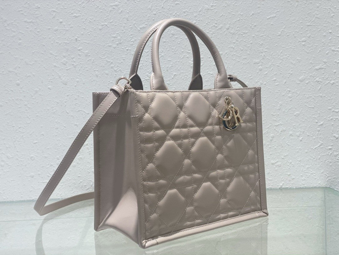 Chrisian Dior Small Dior Book Tote  Beige Macrocannage Calfskin (26.5 x 21 x 14 cm)