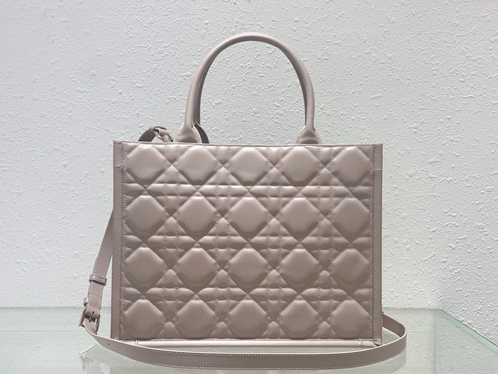Christian Dior Medium Dior Book Tote Beige Macrocannage Calfskin (36.5 x 28 x 17.5 cm)