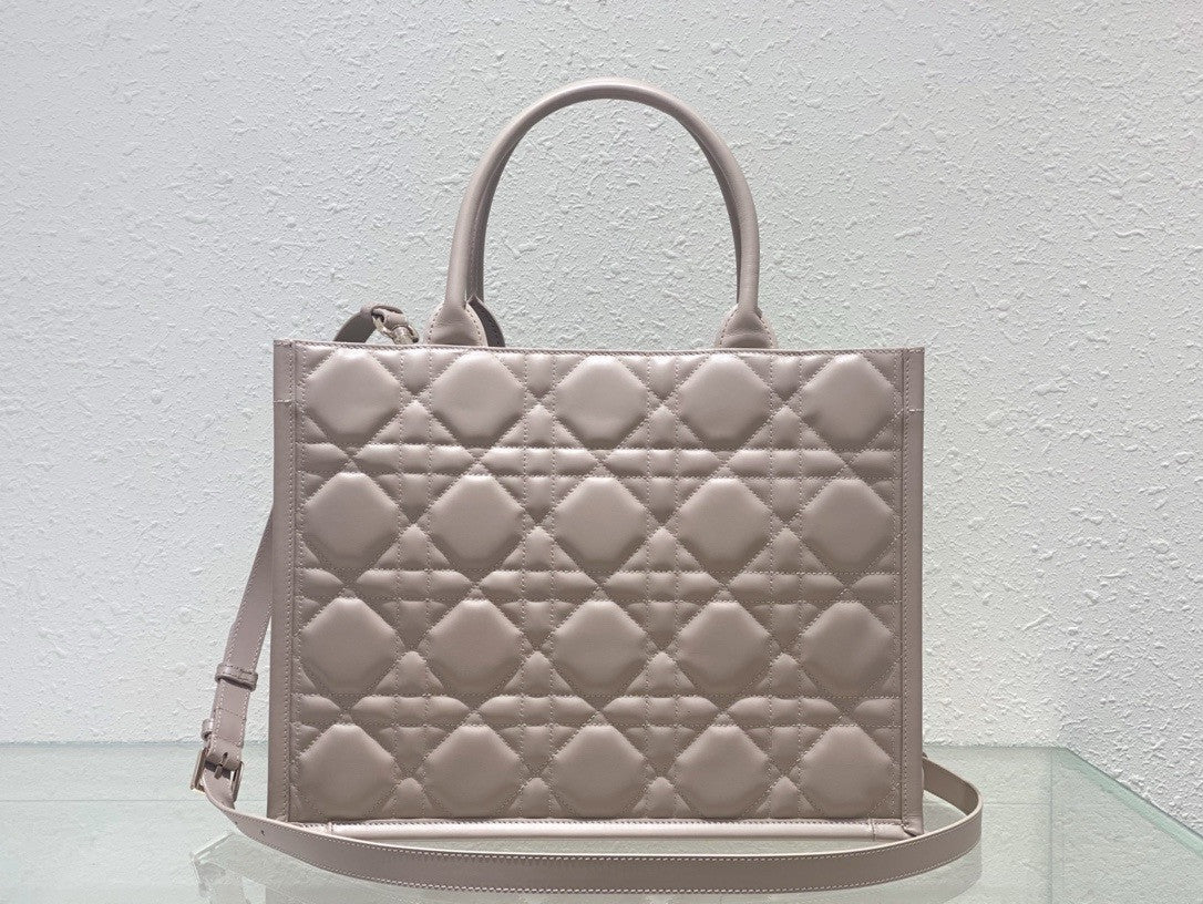 Christian Dior Medium Dior Book Tote Beige Macrocannage Calfskin (36.5 x 28 x 17.5 cm)