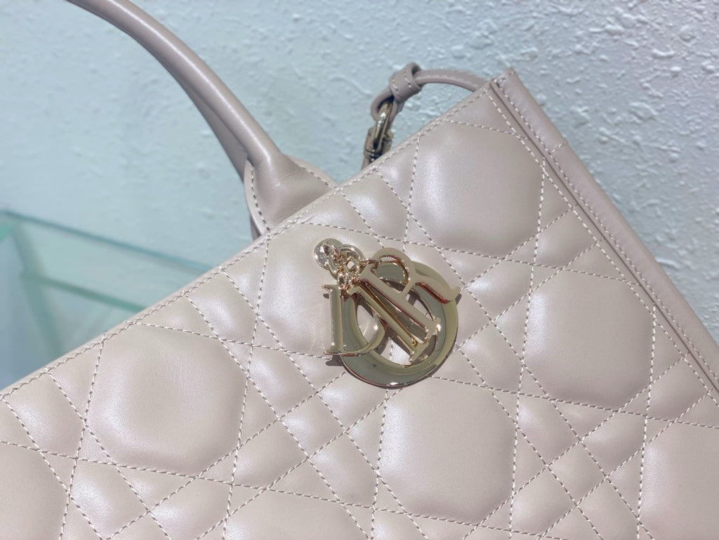 Christian Dior Medium Dior Book Tote Beige Macrocannage Calfskin (36.5 x 28 x 17.5 cm)