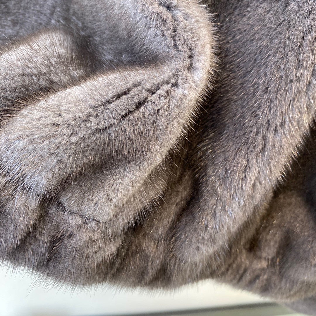 Fendi Stand-Collor Grey Mink Jacket