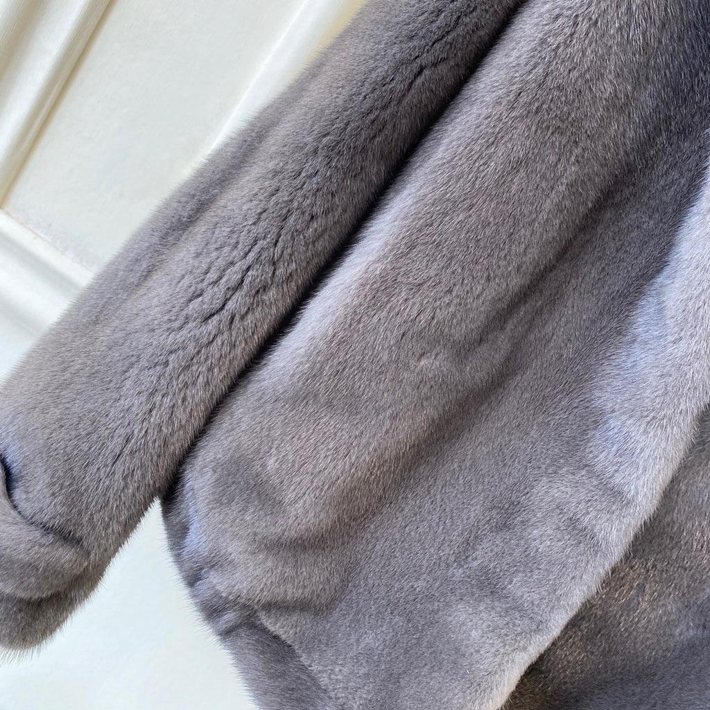 Fendi Stand-Collor Grey Mink Jacket