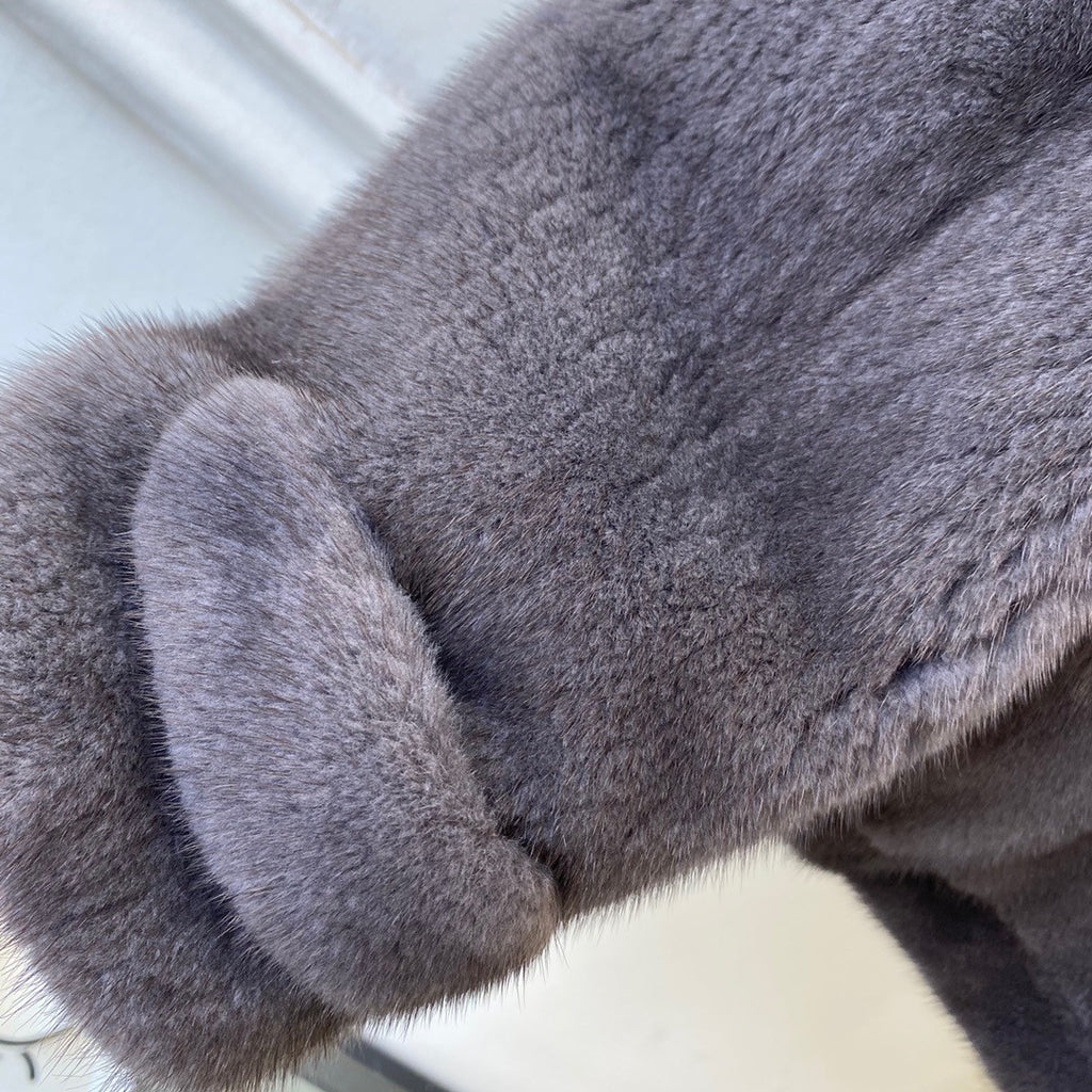 Fendi Stand-Collor Grey Mink Jacket