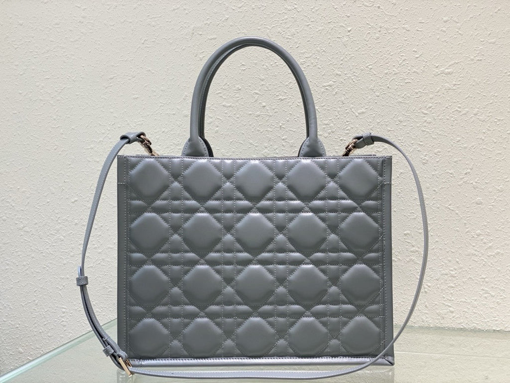 Christian Dior Medium Dior Book Tote  Grey  Macrocannage Calfskin (36.5 x 28 x 17.5 cm)