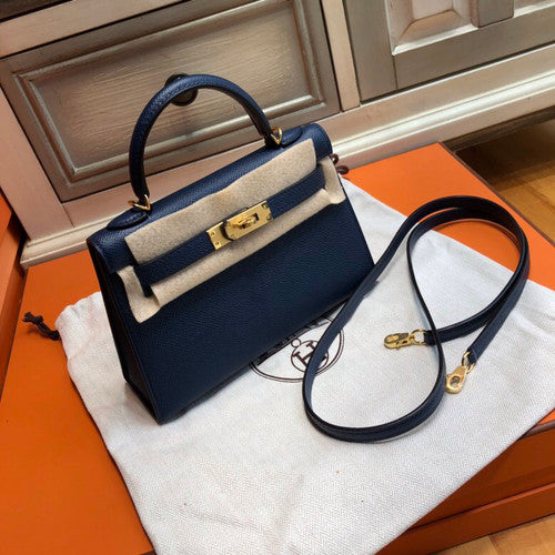 Hermes  Blue Royale Mini Kelly II 20 Epsom  Gold Hardware