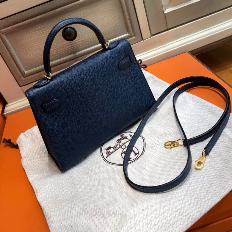 Hermes  Blue Royale Mini Kelly II 20 Epsom  Gold Hardware