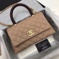 Chanel Caramel Calfskin/Lizard Coco Medium Handle Bag