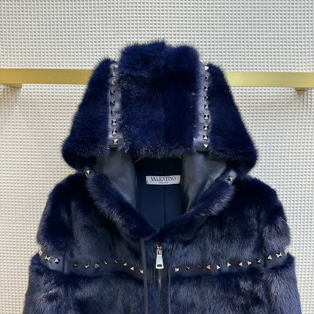 Valentino Rockstud Mink  Coat