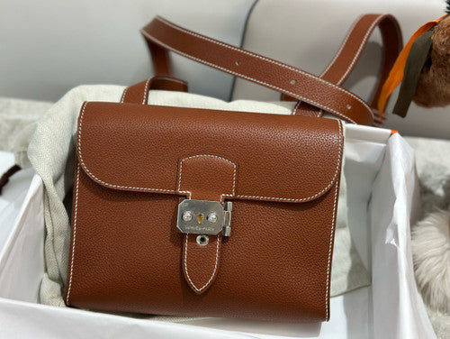 Hermes Sac a depeches 21 bag Gold Togo Leather Hermes