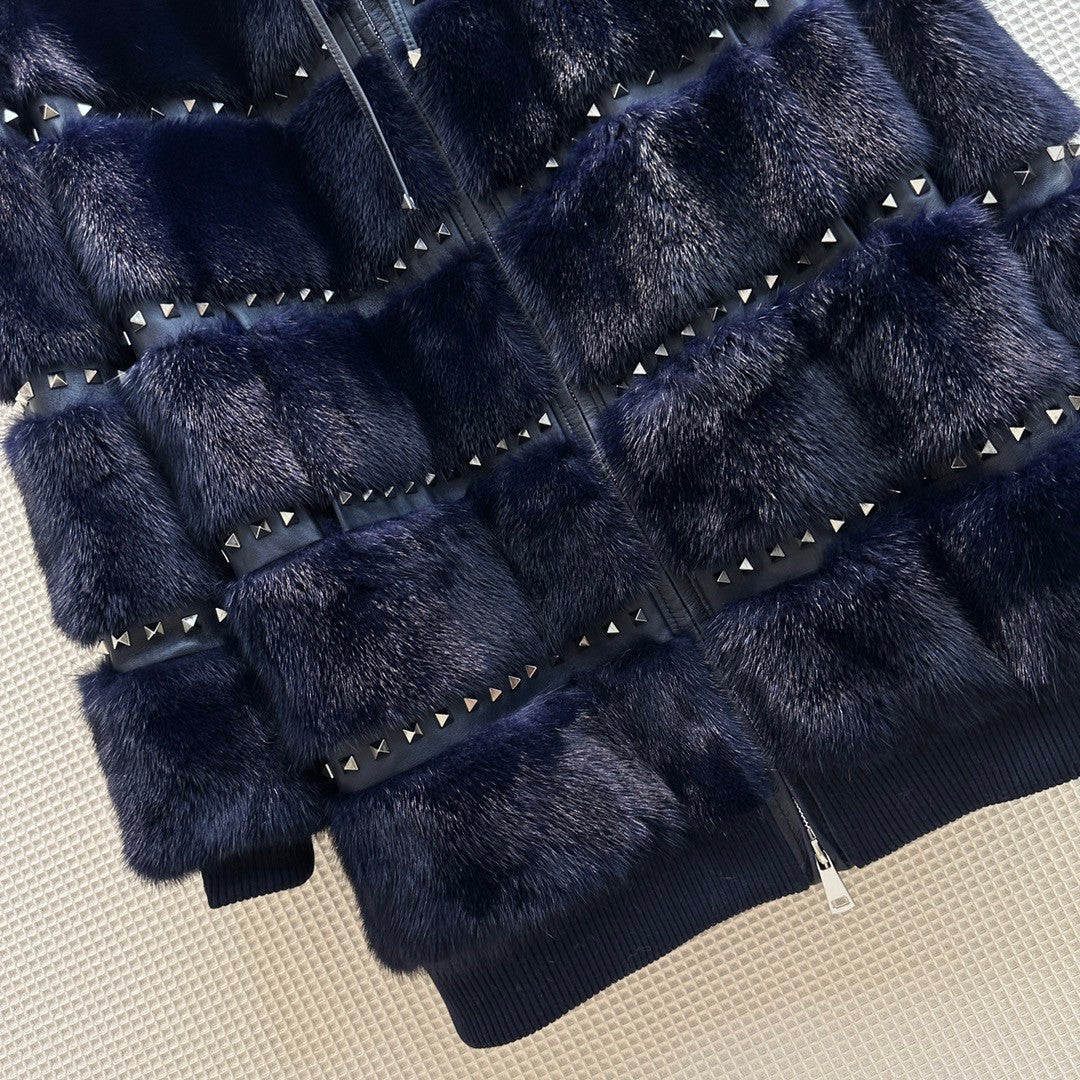 Valentino Rockstud Mink  Coat