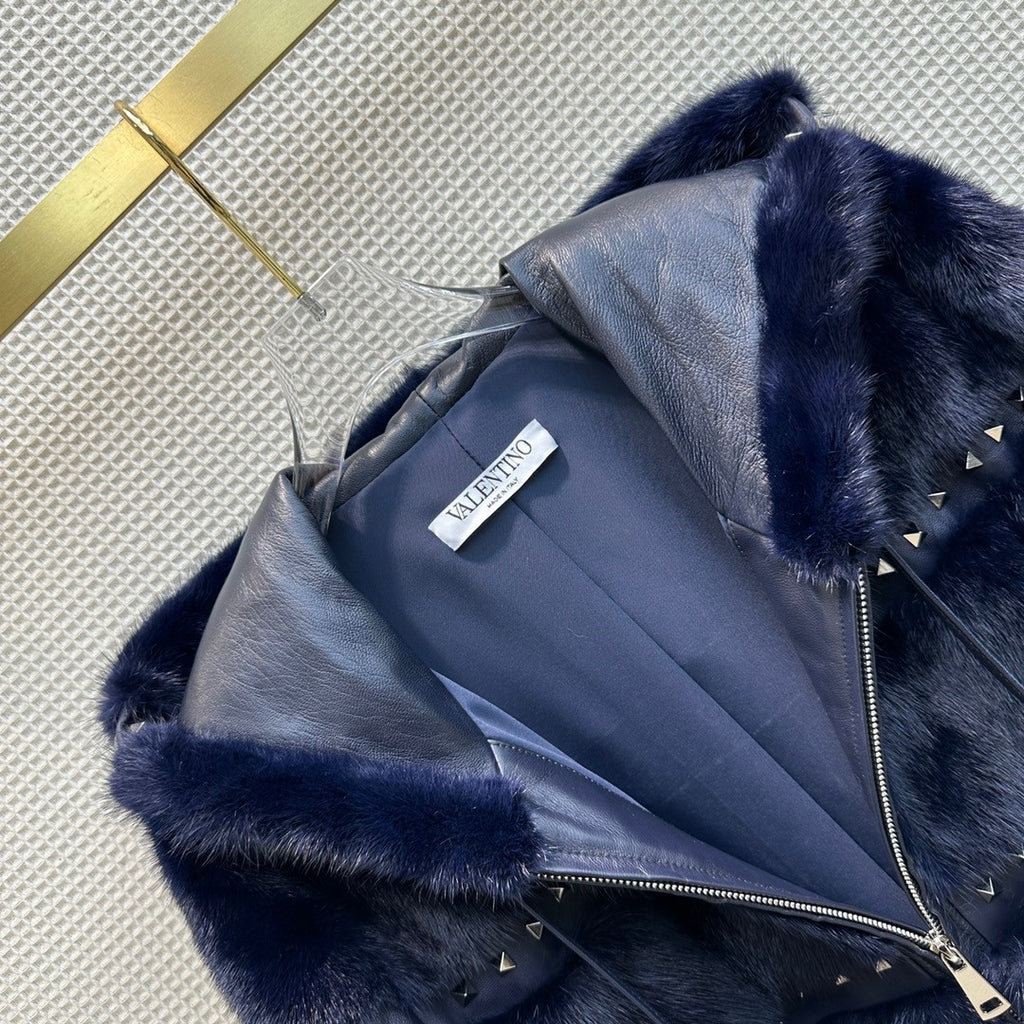 Valentino Rockstud Mink  Coat
